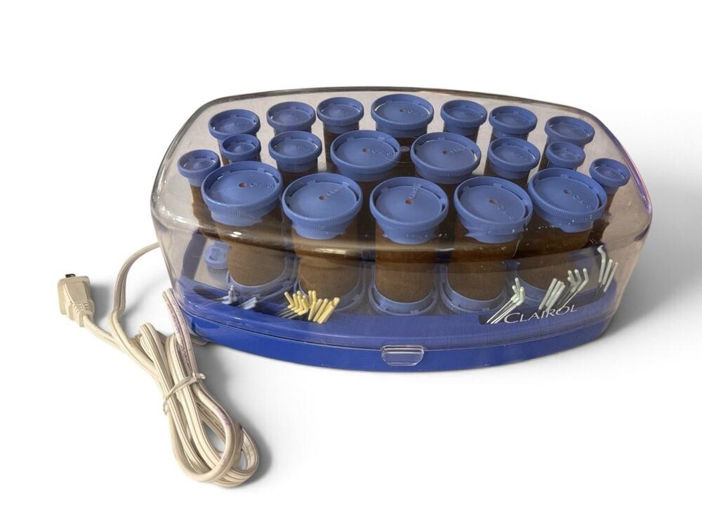 Clairol Swing Setter 20 Velvet 8 Jumbo Hot Rollers Curlers ALL Clips Model VH 20